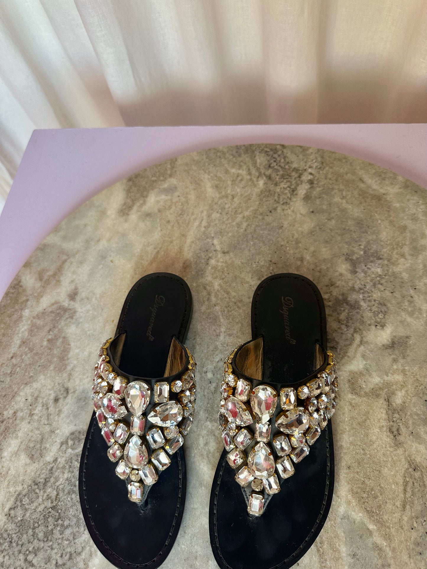 Slippers Dsquared2 strass zilver zwart maat 36