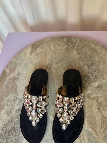 Slippers Dsquared2 strass zilver zwart maat 36