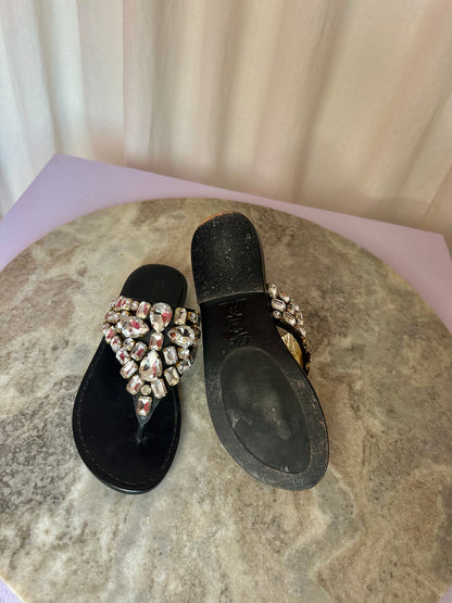 Slippers Dsquared2 strass zilver zwart maat 36