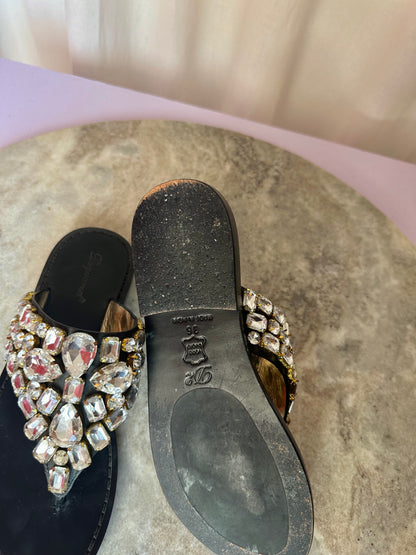 Slippers Dsquared2 strass zilver zwart maat 36