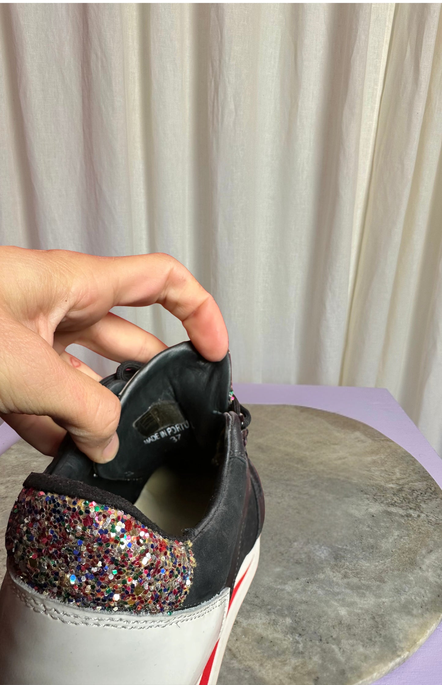 Sneakers Nubikk glitters zwart, rood maat 37