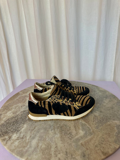 Sneakers Twin-Set hart zebraprint,panterprint bruin,zwart maat 37