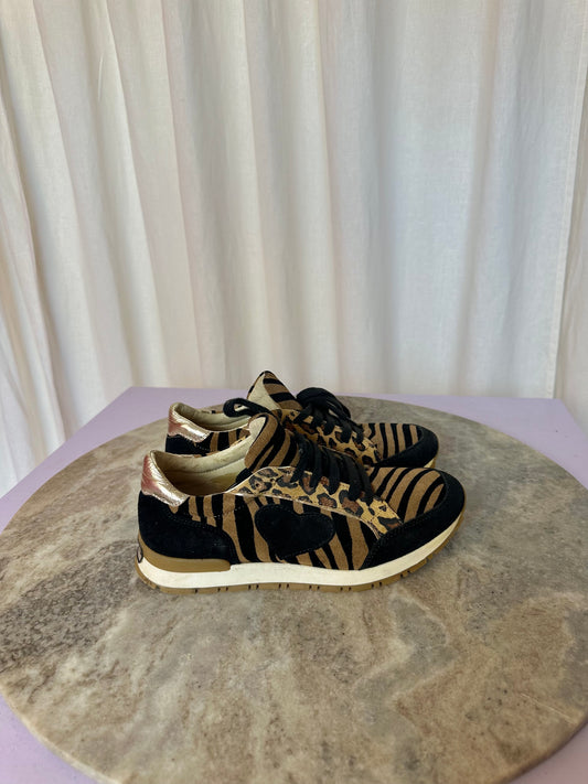 Sneakers Twin-Set hart zebraprint,panterprint bruin,zwart maat 37