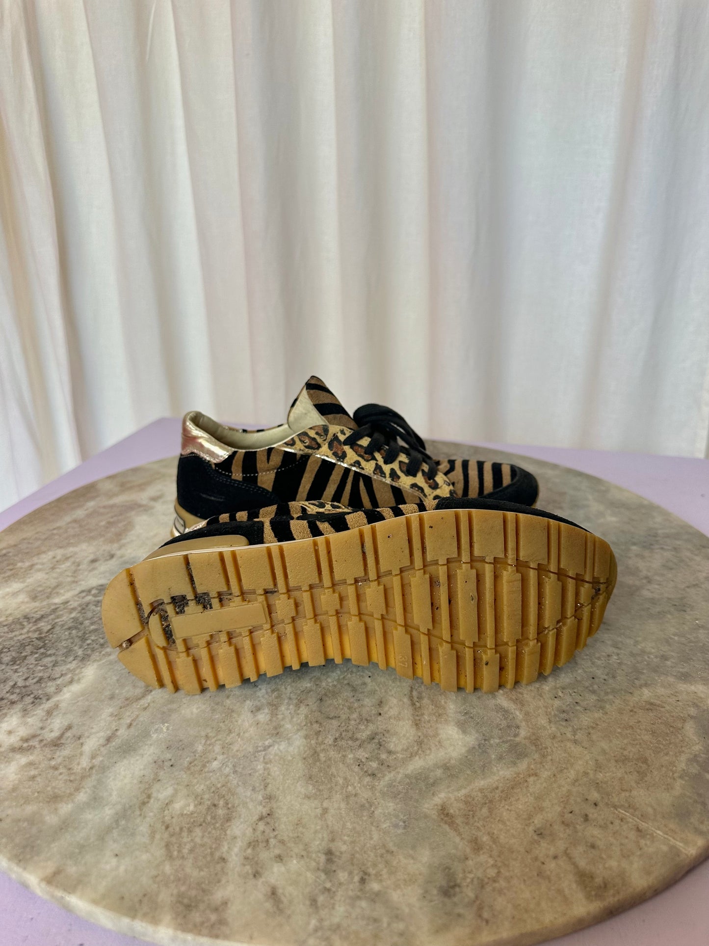 Sneakers Twin-Set hart zebraprint,panterprint bruin,zwart maat 37