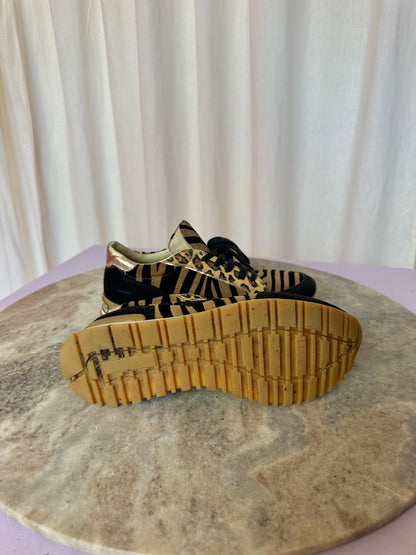 Sneakers Twin-Set hart zebraprint,panterprint bruin,zwart maat 37