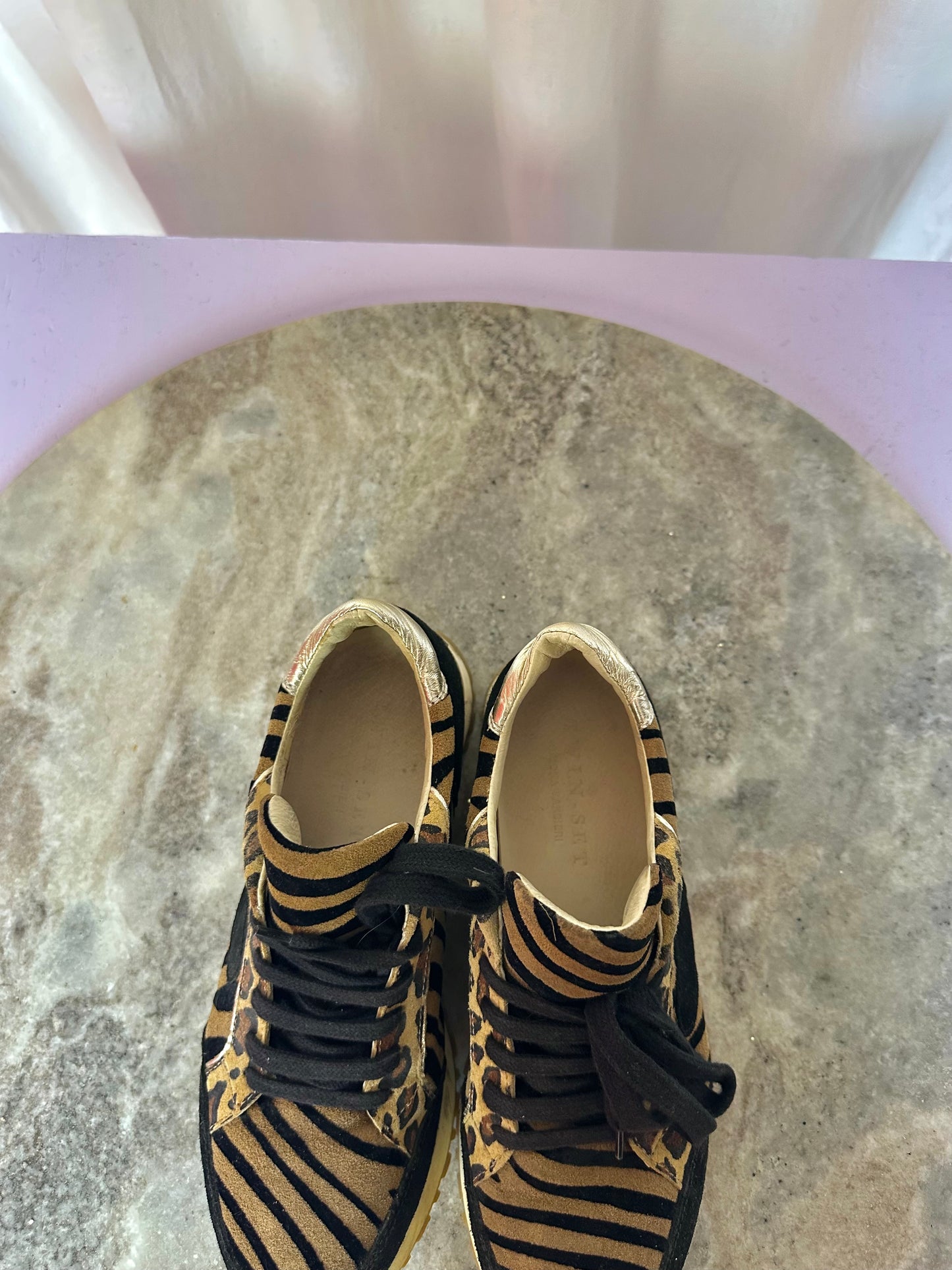 Sneakers Twin-Set hart zebraprint,panterprint bruin,zwart maat 37