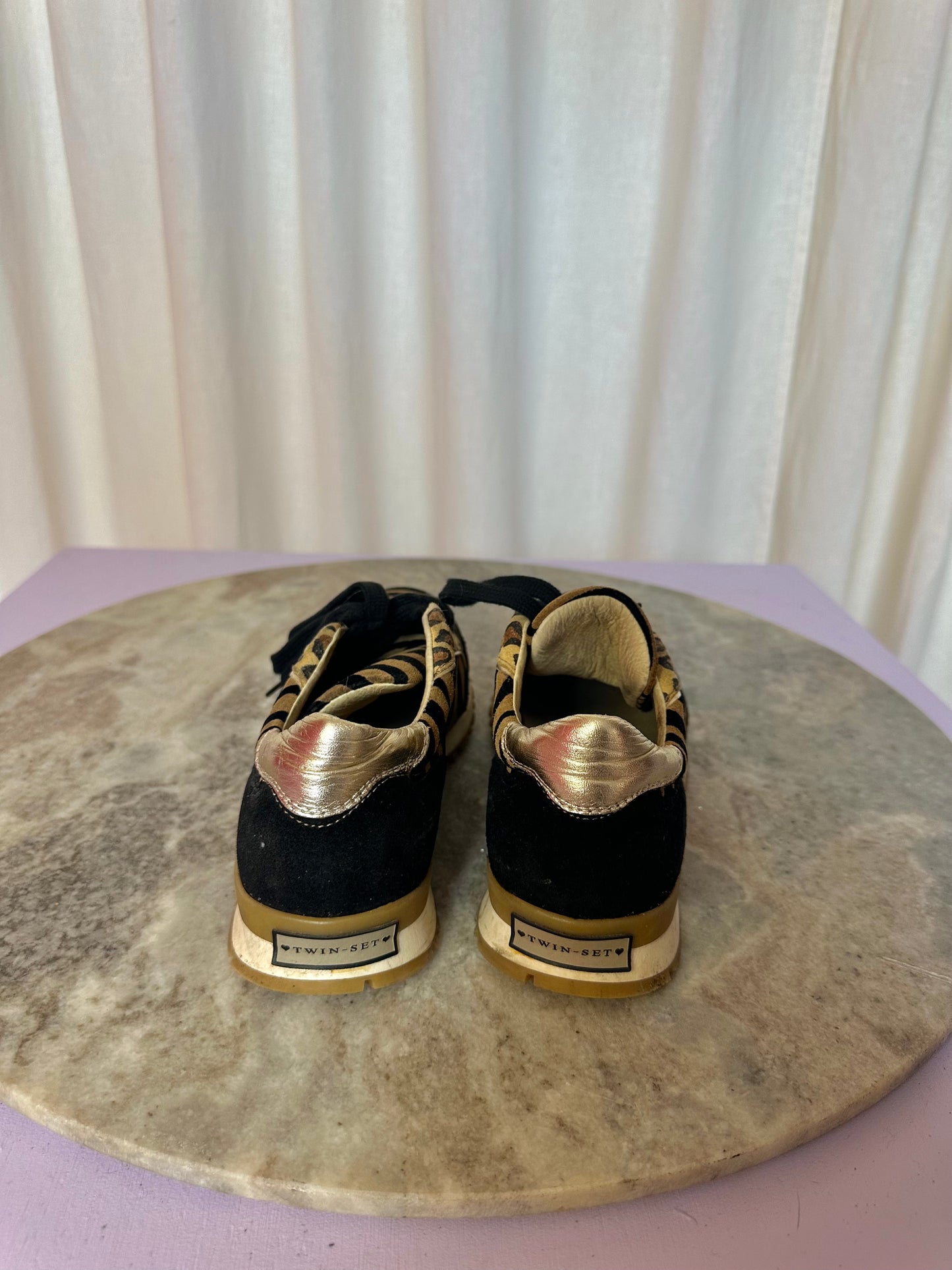 Sneakers Twin-Set hart zebraprint,panterprint bruin,zwart maat 37