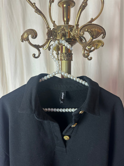 Sweater Eksept zwart,gouden knopen maat XL