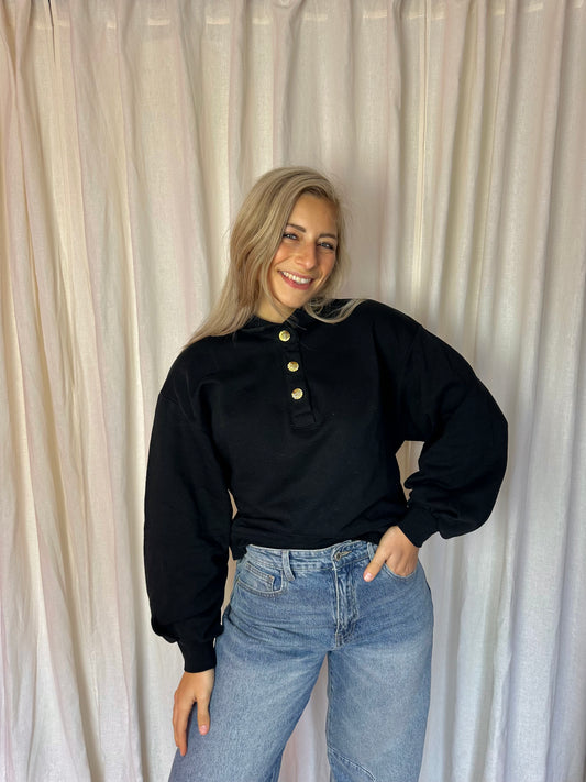 Sweater Eksept zwart,gouden knopen maat XL