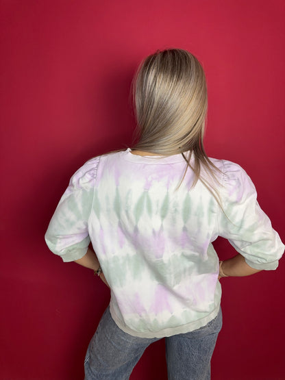 Sweater SET tie dye Lila/mintgroen maat 42