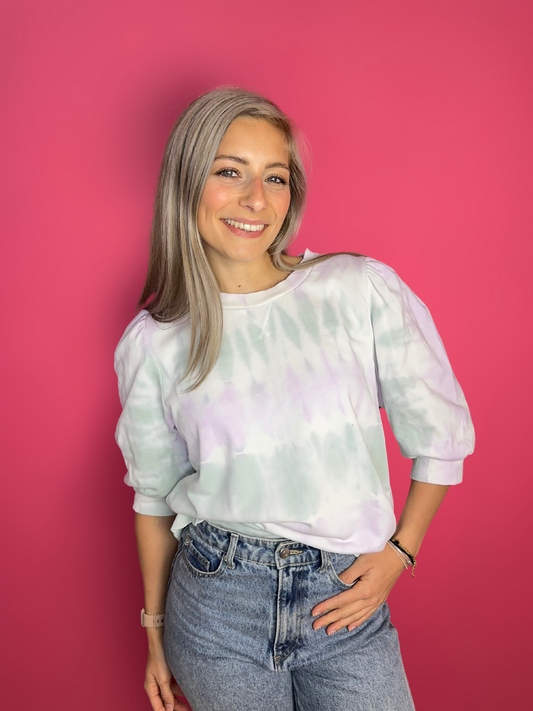 Sweater SET tie dye Lila/mintgroen maat 42