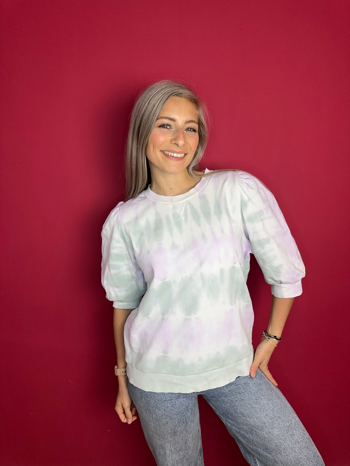Sweater SET tie dye Lila/mintgroen maat 42