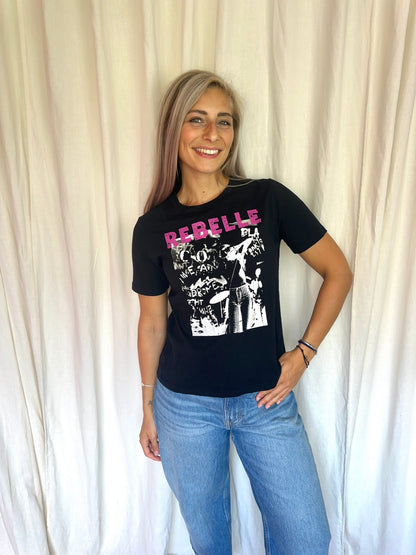 T-shirt Maje rebelle zwart,roze maat 2