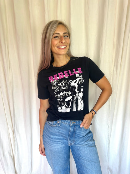 T-shirt Maje rebelle zwart,roze maat 2