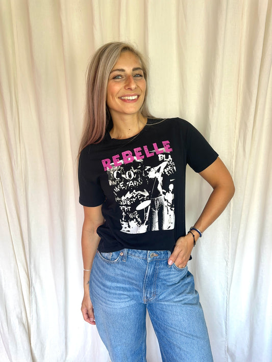 T-shirt Maje rebelle zwart,roze maat 2