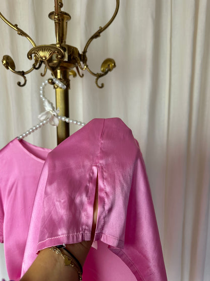 T-shirt Marella satijn korte mouw glanzend roze maat M
