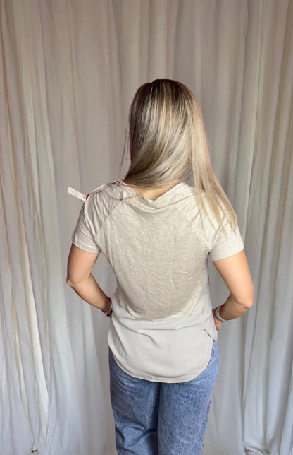 T-shirt Stroke linnen beige maat S