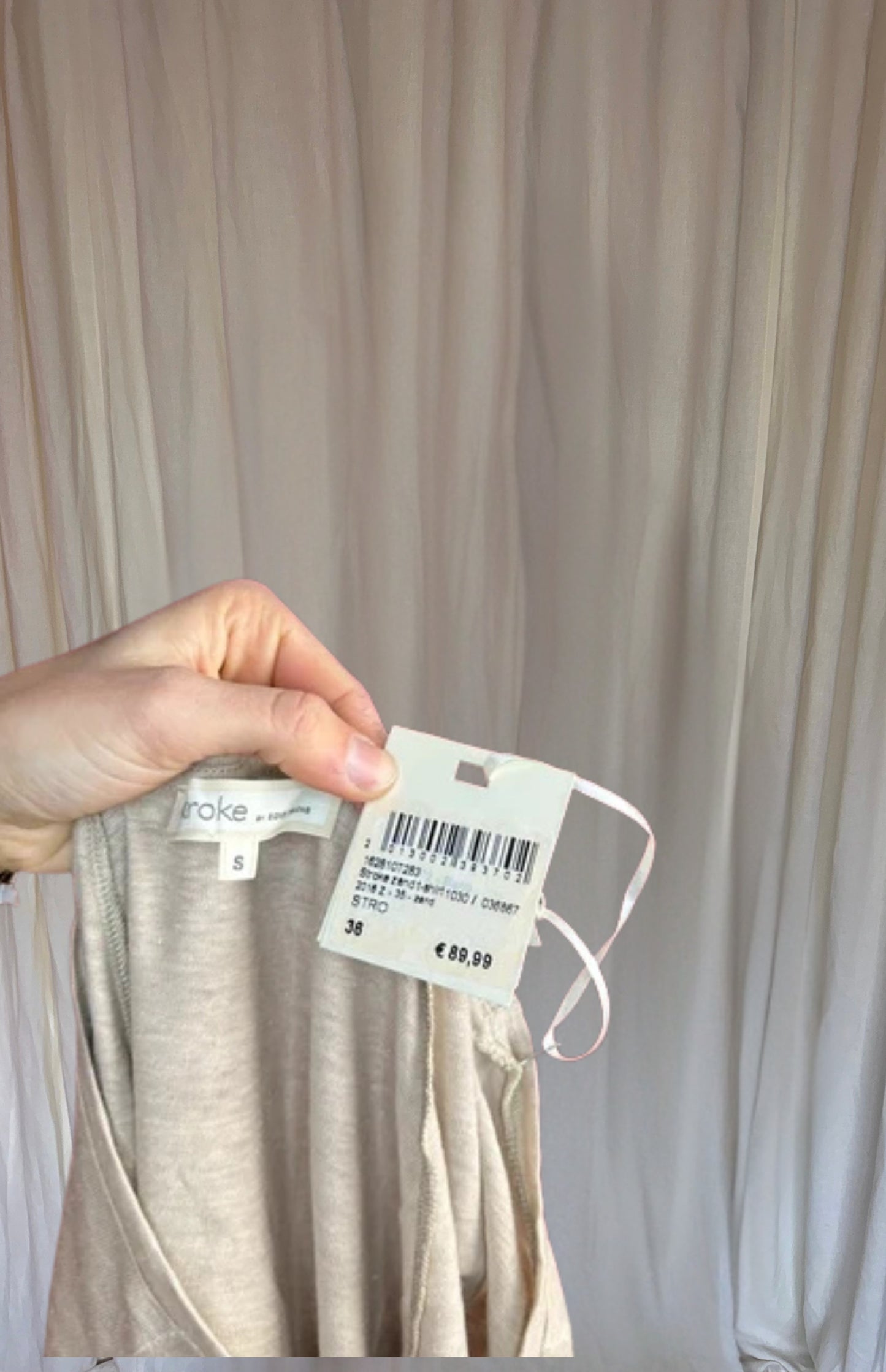 T-shirt Stroke linnen beige maat S