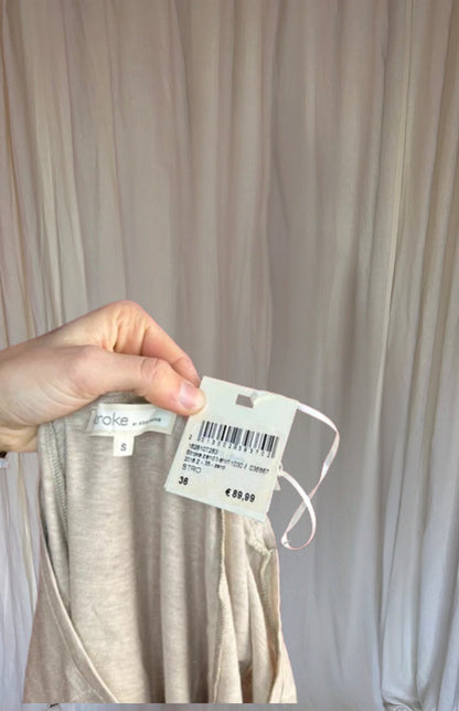 T-shirt Stroke linnen beige maat S