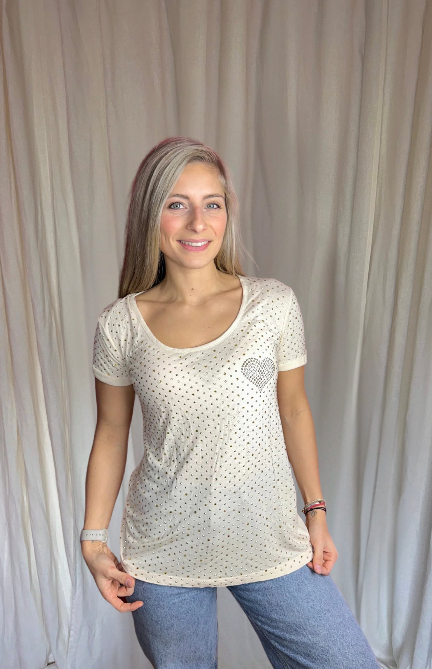 T-shirt Twinset beige/goud maat S
