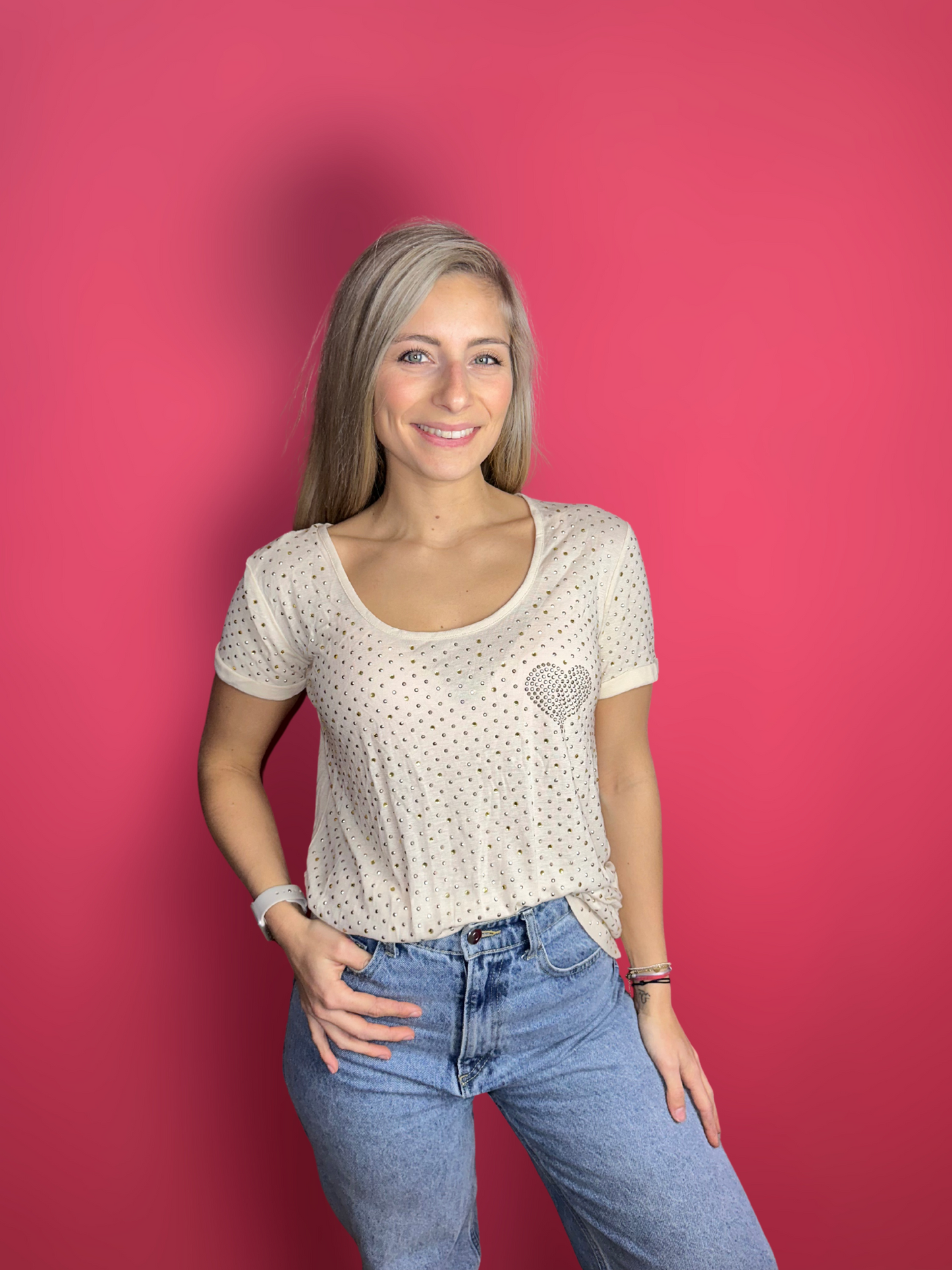 T-shirt Twinset beige/doré