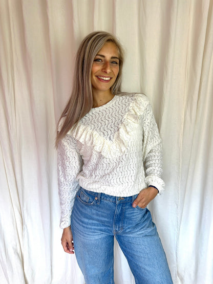 Top Cotton Club ruches crème maat XS