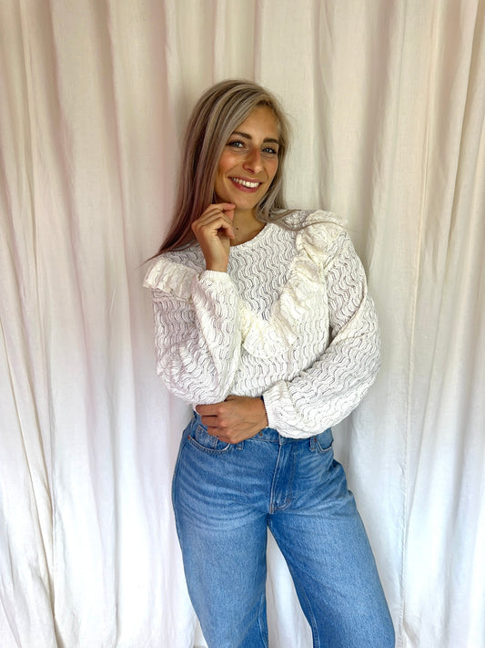 Top Cotton Club ruches crème maat XS