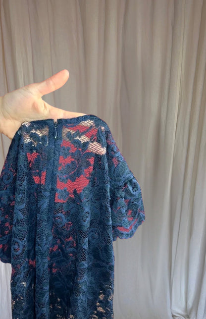 Top Ganni kant donkerblauw maat S