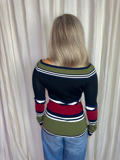 Top Nikkie jolie off shoulder strepen - Maat 38 (M)