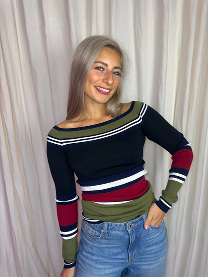 Top Nikkie jolie off shoulder strepen - Maat 38 (M)