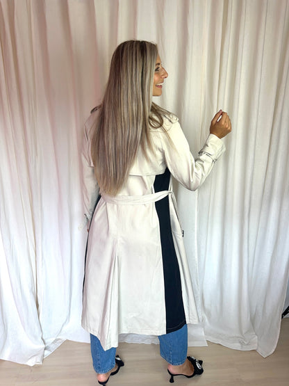 Trenchcoat G-maxx beige/zwart - Maat XS