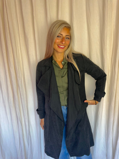 Trenchcoat IVIVI donkergrijs casual maat S