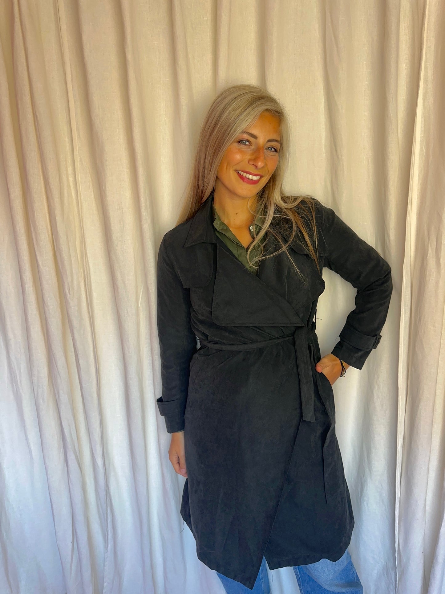 Trenchcoat IVIVI donkergrijs casual maat S