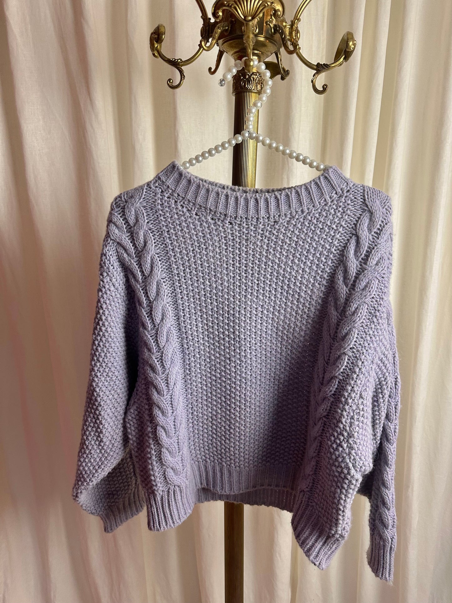 Trui Cotton Club gebreid lila onesize
