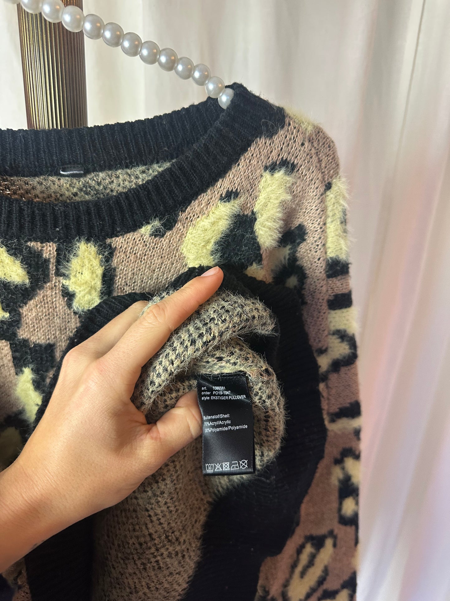 Trui Eksept panterprint beige,zachtgeel maat XL