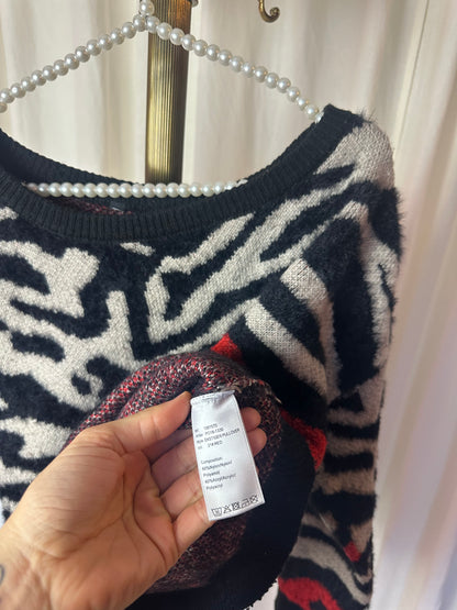 Trui Eksept zebraprint beige,zwart,rood maat XL