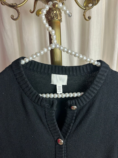 Trui H&M gebreid korte mouw knopen zwart maat XS