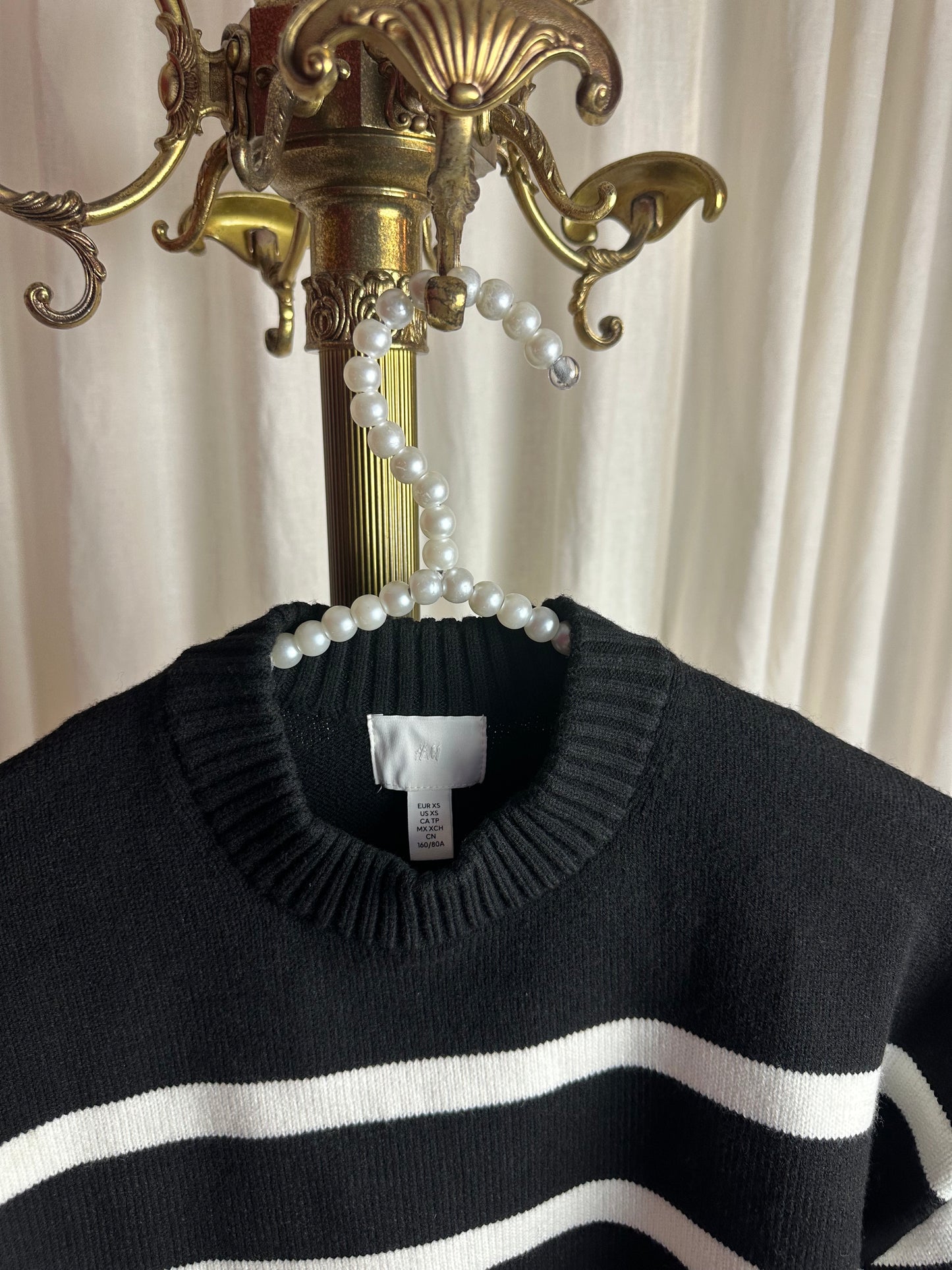 Trui H&M streep zwart,creme maat XS