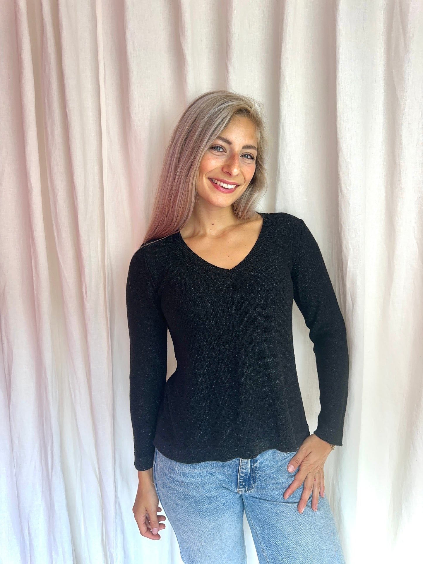 Trui Ridiculous classic glitter zwart maat 42