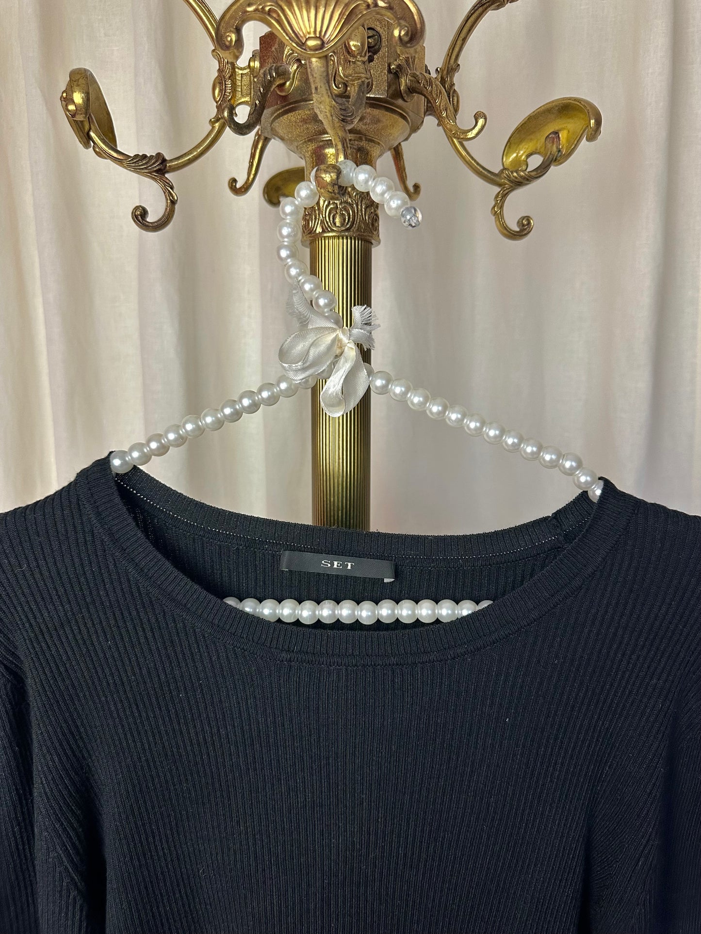 Trui SET Fashion gebreid wijde mouw zwart maat 36