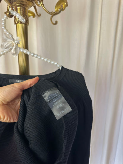 Trui SET Fashion gebreid wijde mouw zwart maat 36