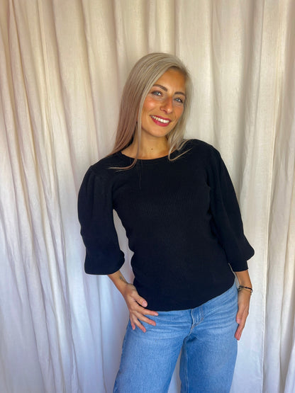 Trui SET Fashion gebreid wijde mouw zwart maat 36