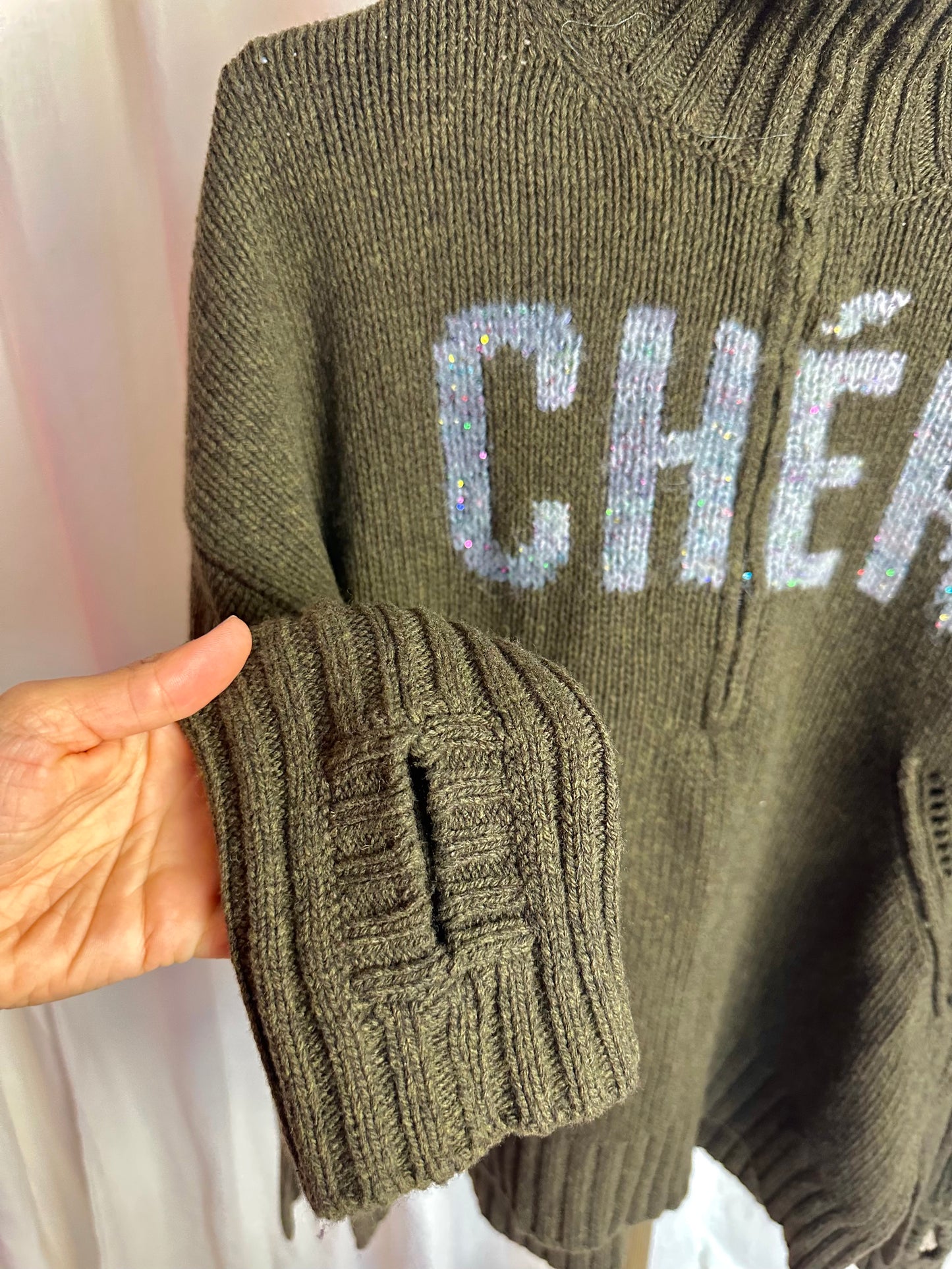 Trui Zadig&Voltaire gebreid Cheri merino wol legergroen - maat XS