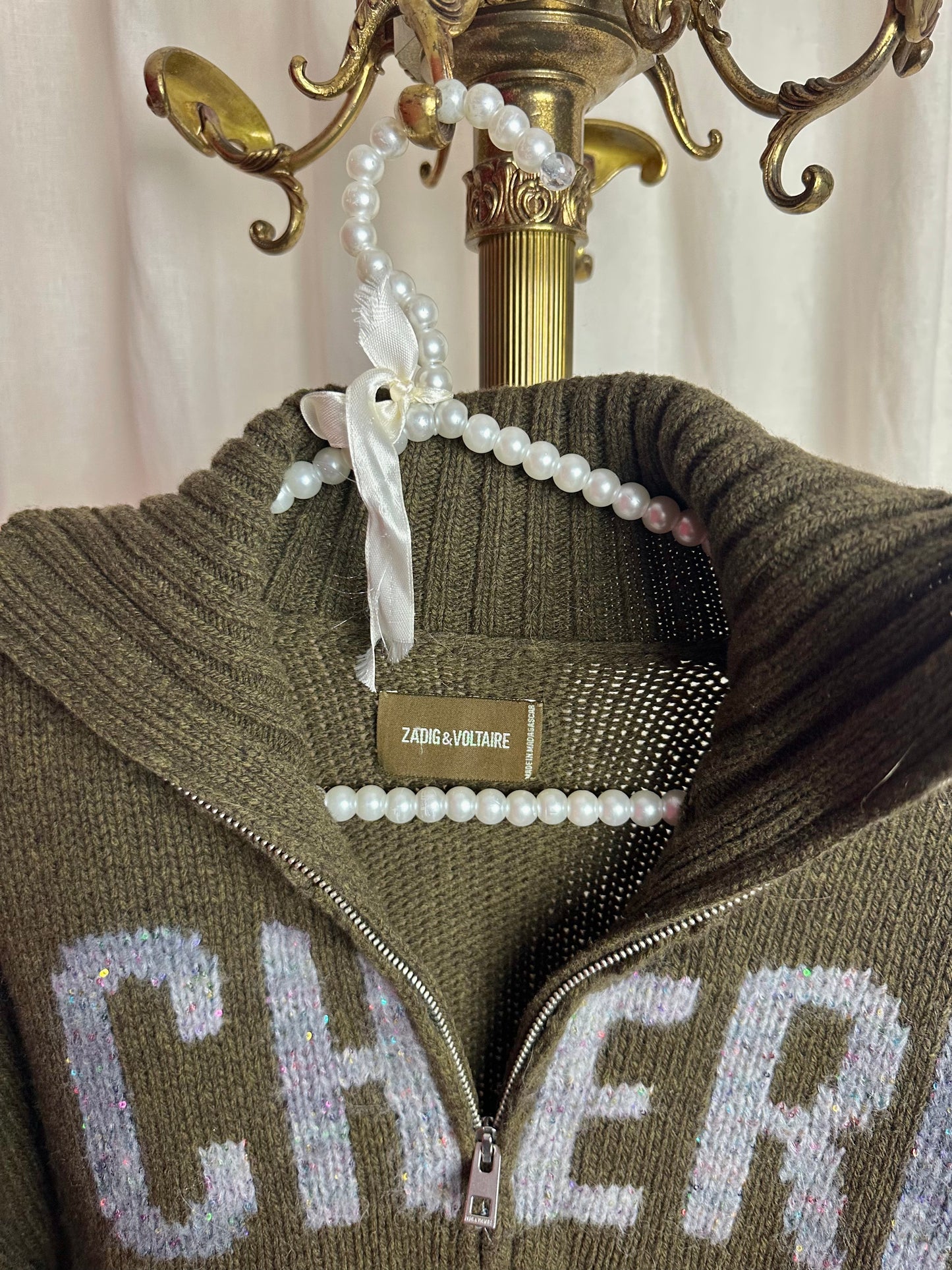 Trui Zadig&Voltaire gebreid Cheri merino wol legergroen - maat XS