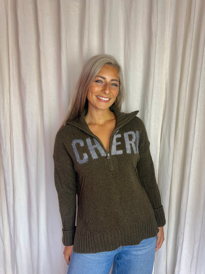 Trui Zadig&Voltaire gebreid Cheri merino wol legergroen - maat XS