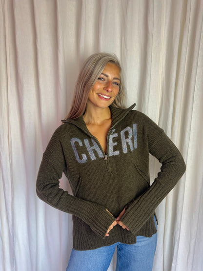 Trui Zadig&Voltaire gebreid Cheri merino wol legergroen - maat XS