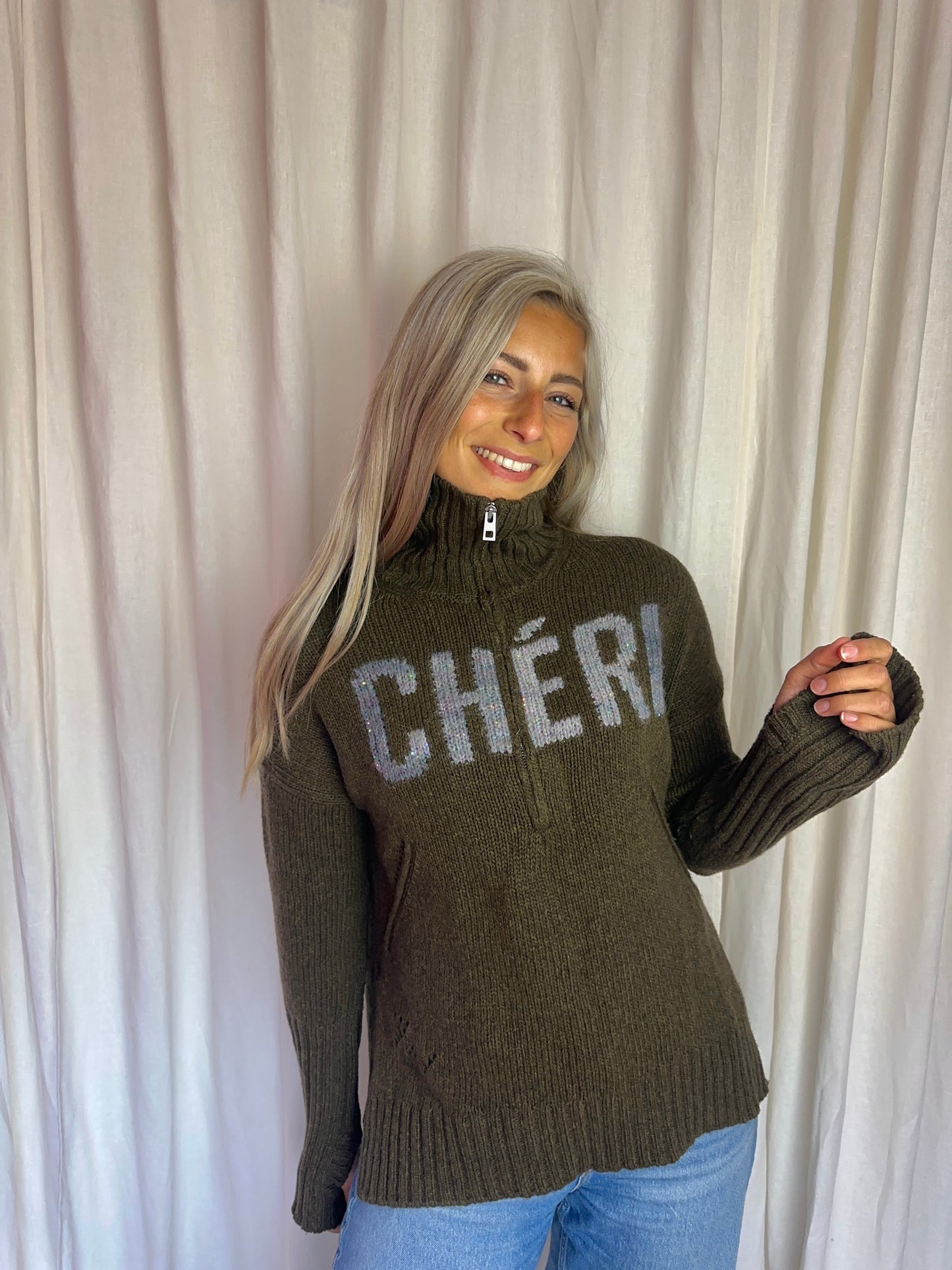 Trui Zadig&Voltaire gebreid Cheri merino wol legergroen - maat XS