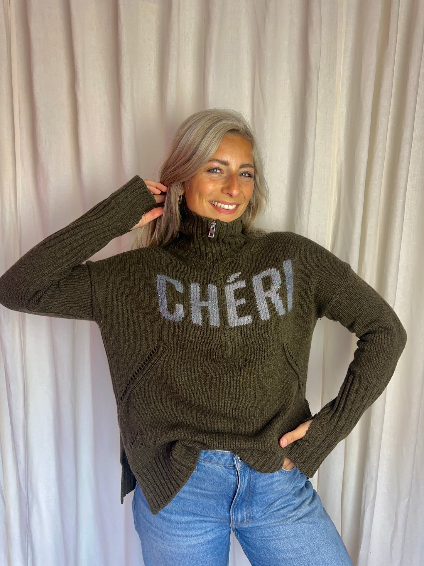 Trui Zadig&Voltaire gebreid Cheri merino wol legergroen - maat XS