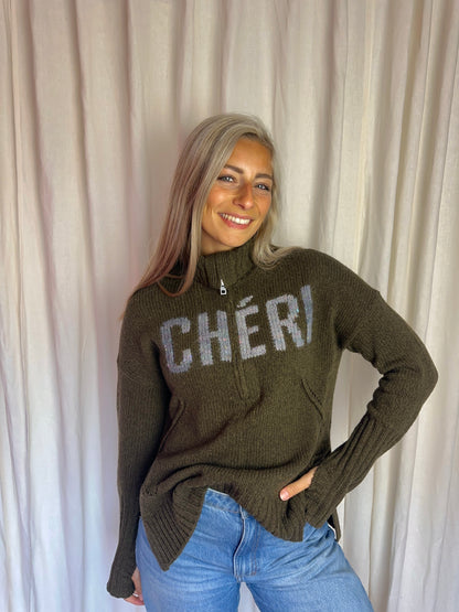 Trui Zadig&Voltaire gebreid Cheri merino wol legergroen - maat XS