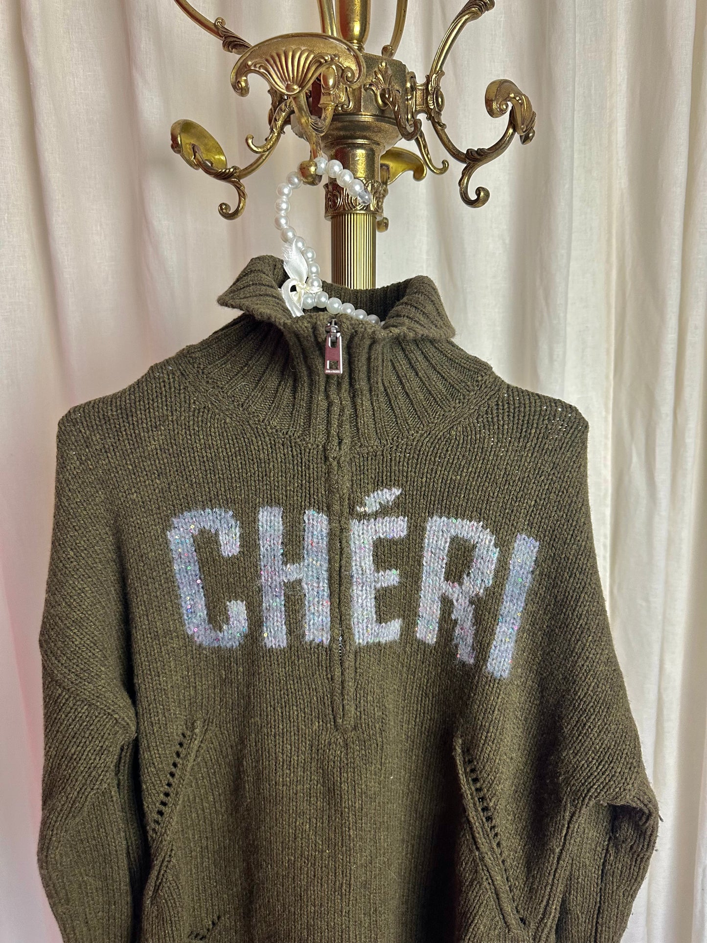 Trui Zadig&Voltaire gebreid Cheri merino wol legergroen - maat XS
